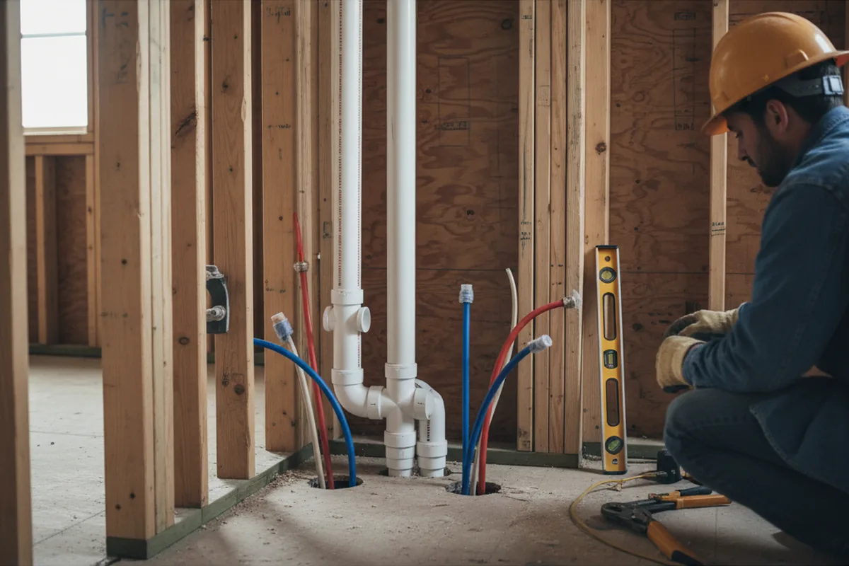 Drain and supply rough-in during Leak Detection in Webbers Falls